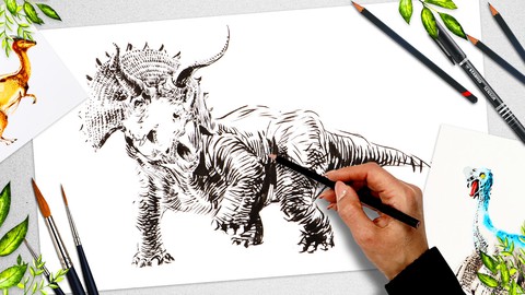 Complete Dino Drawing and Design: 2D to 3D illustrations