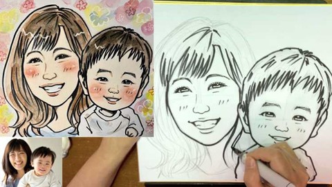 【簡単】女性と赤ちゃんの似顔絵イラスト描き方講座　初心者でも上手く書ける、アナログで可愛い似顔絵を書く秘訣やコツ