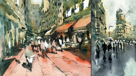 Loose Watercolor Painting - Streetscapes