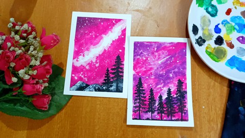 Easy Galaxy paintings with Gouache