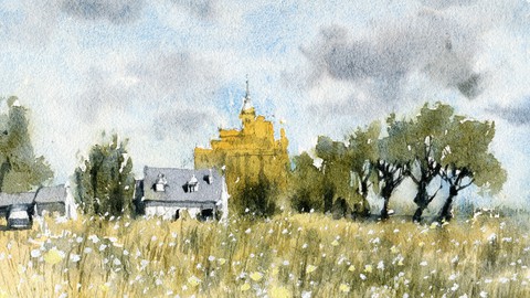 Watercolor Landscape Essentials: Mont-Saint-Michel Abbey