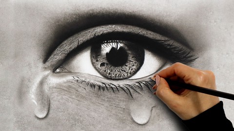 Realistic Facial Features Drawing Using Pencil and Charcoal