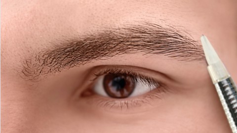 Male eyebrow permanent makeup with machine