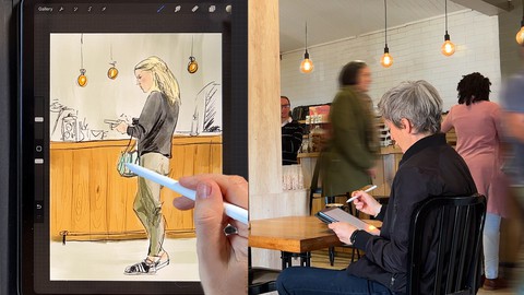 Cafe Portraits in Procreate