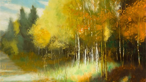 Impressionism - Paint this Aspen Autumn scene in oil/acrylic