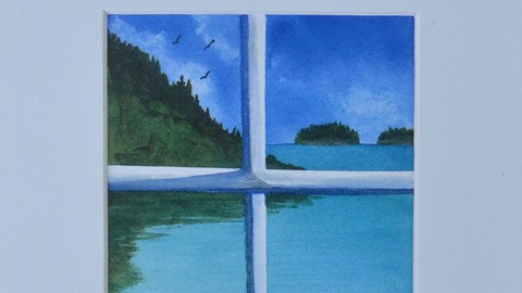 Watercolor Course Paint this Window Seascape