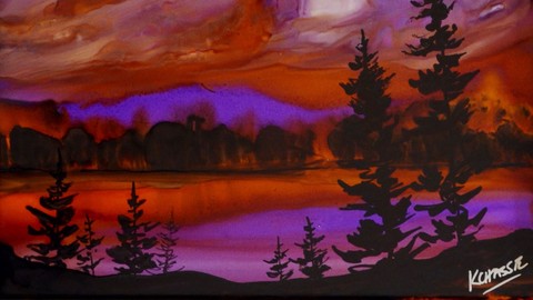 Beginner Alcohol Ink Yupo Sunset Learn to Paint Easy Steps