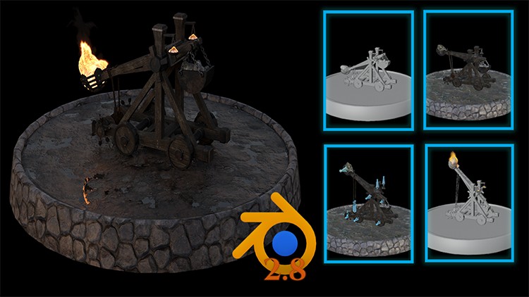 Blender 3D Model a Medieval Catapult Full Simulation Guide