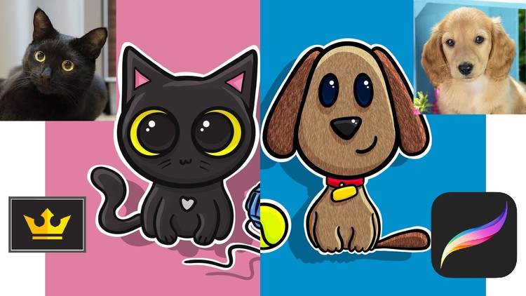 cute puppies and kittens drawings