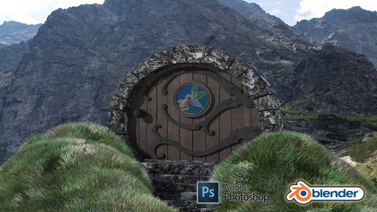 Blender & Photoshop 3D Modelling a Hobbit Door