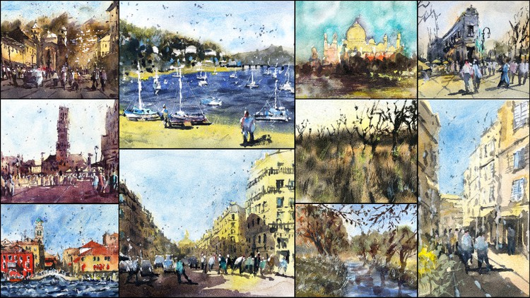 Loose Watercolor Painting Essentials: Urban Scenery & Nature