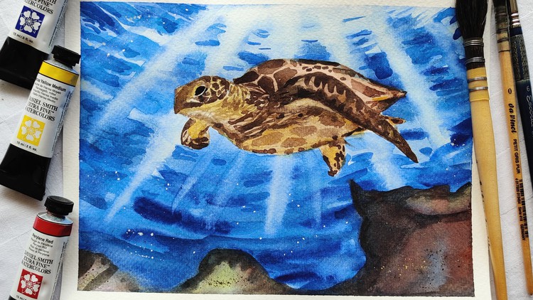 How to paint turtle in watercolours?